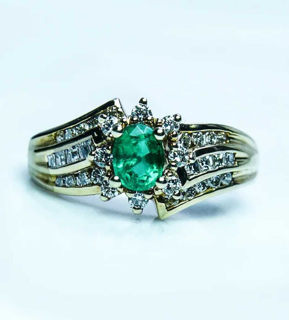 Vintage Emerald Asscher Round Diamond 18K Gold Ri… - image 5