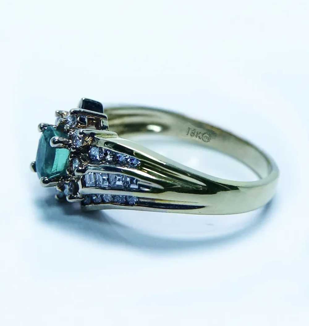 Vintage Emerald Asscher Round Diamond 18K Gold Ri… - image 7