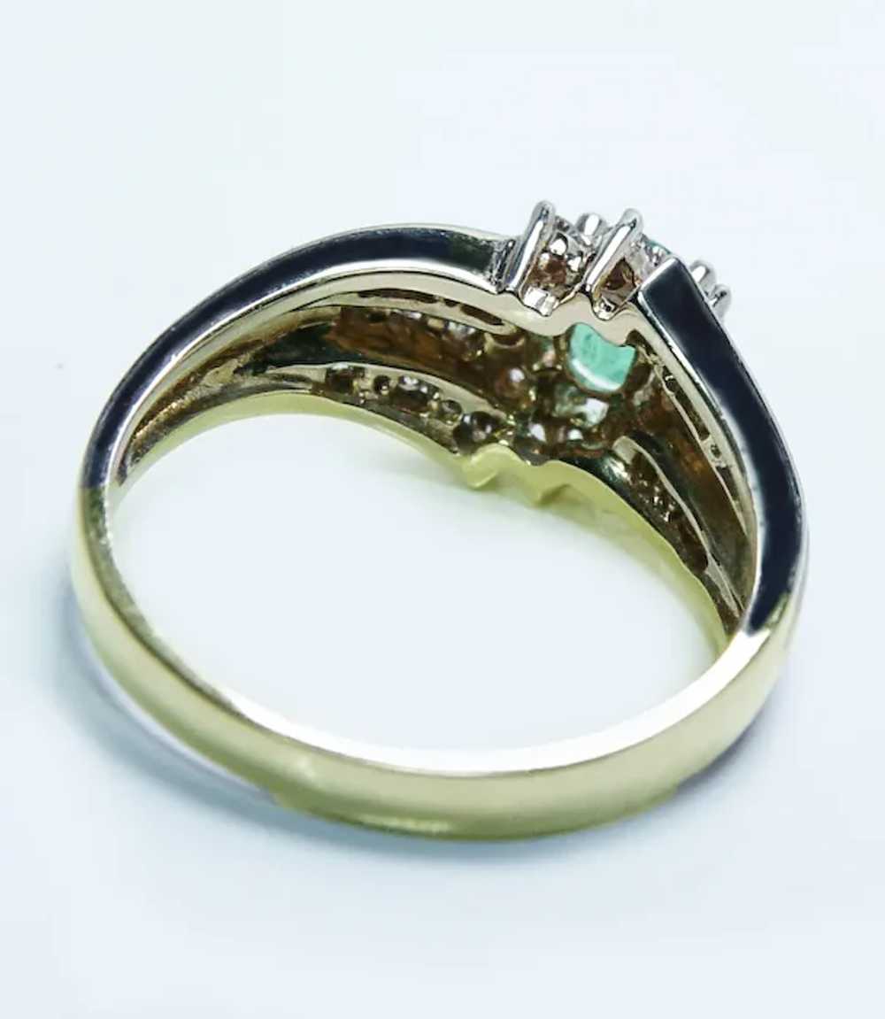 Vintage Emerald Asscher Round Diamond 18K Gold Ri… - image 8