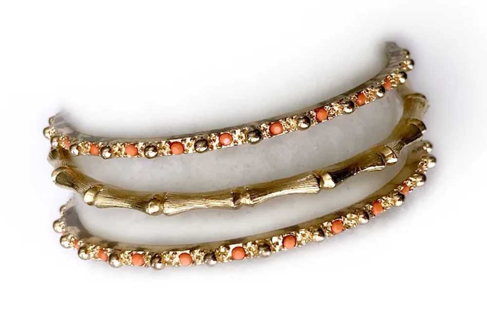 Monet Gilt Branches and Faux Coral Bead Necklace … - image 7