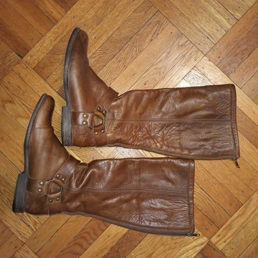 Frye Philip 7.5 harness tall knee high boots buck… - image 4