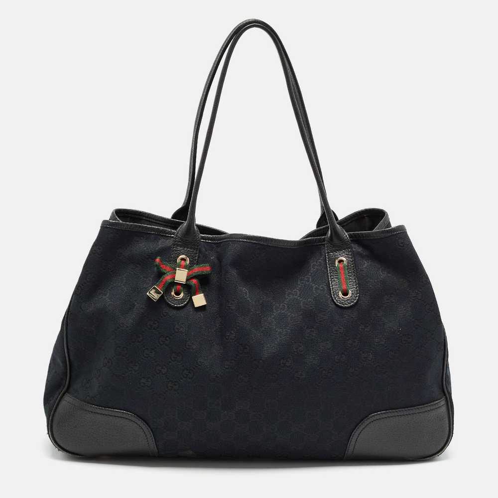 Gucci GUCCI Black GG Canvas and Leather Large Pri… - image 1