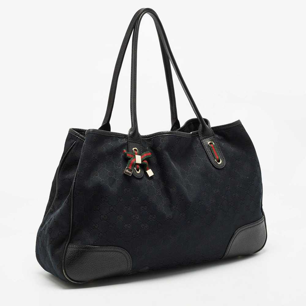 Gucci GUCCI Black GG Canvas and Leather Large Pri… - image 3