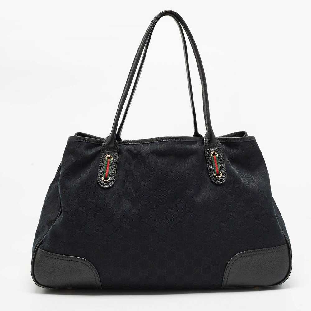 Gucci GUCCI Black GG Canvas and Leather Large Pri… - image 4