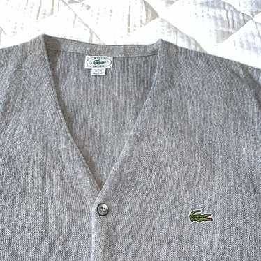 Vintage Izod Green Acrylic USA Made Academia store Preppy Knit Cardigan Men's Large