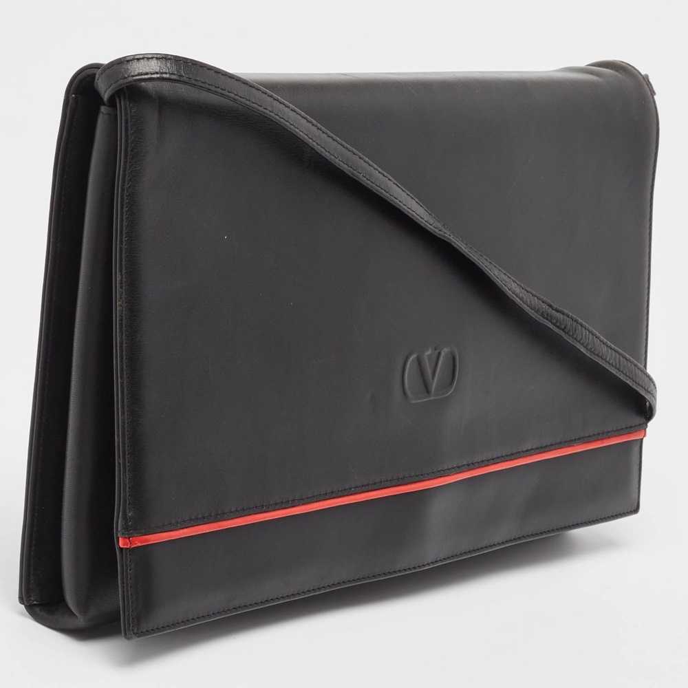 Valentino VALENTINO Black/Red Leather Logo Emboss… - image 3