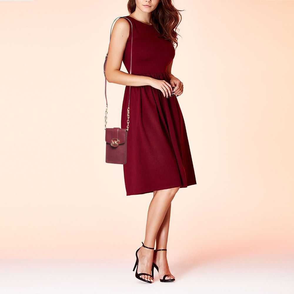 Michael Kors MICHAEL KORS Burgundy Leather Carmen… - image 2