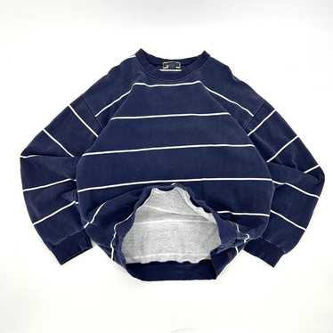 Vintage 90s baggy striped navy crew - image 1