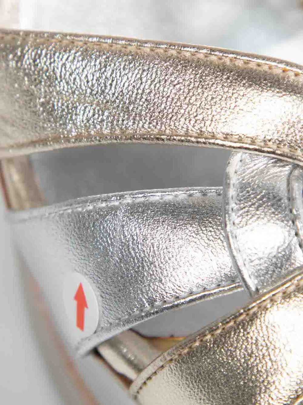 Saint Laurent Paris Silver Leather Tribute Sandals - image 10