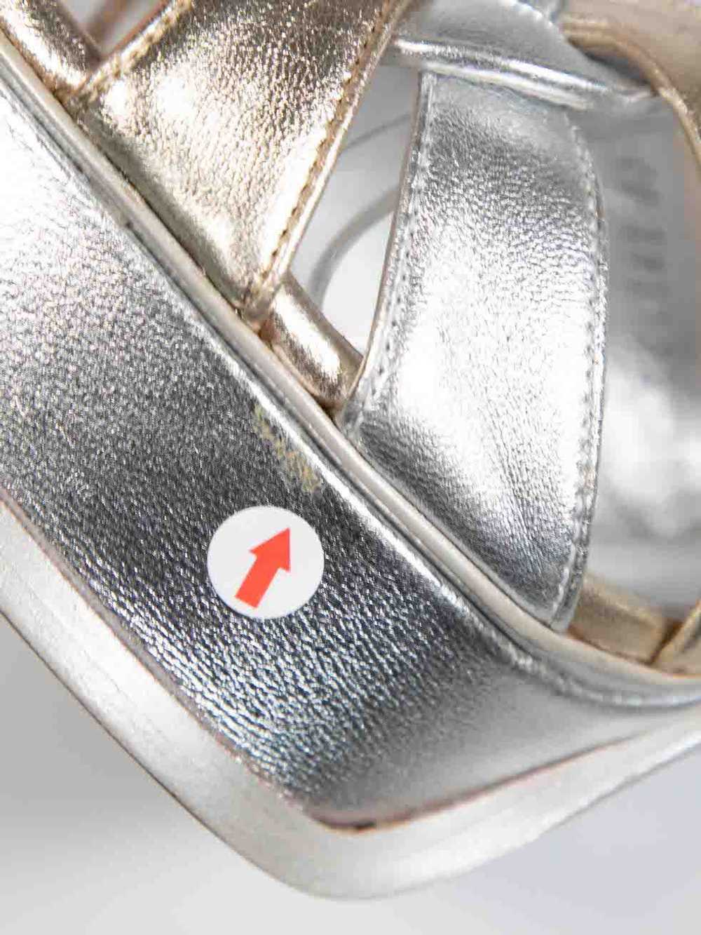 Saint Laurent Paris Silver Leather Tribute Sandals - image 11