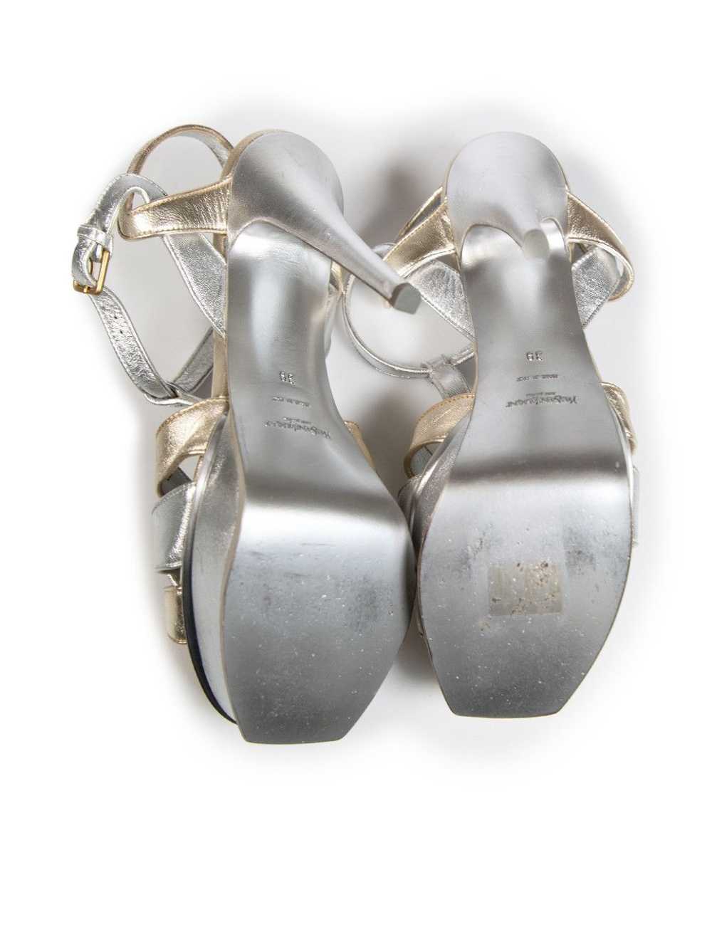 Saint Laurent Paris Silver Leather Tribute Sandals - image 4