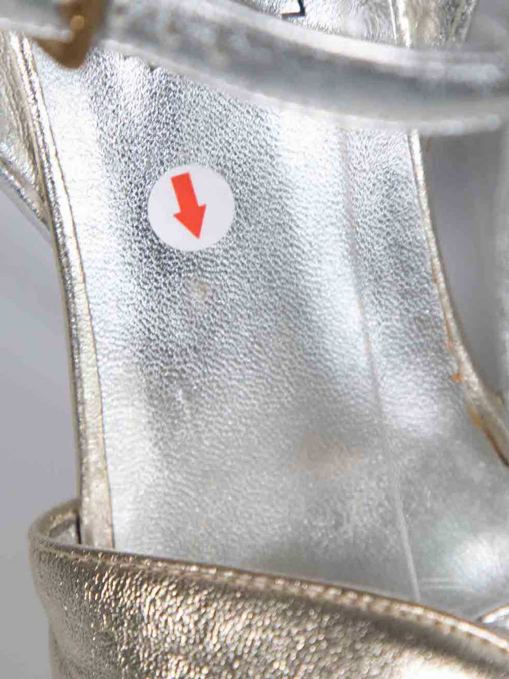 Saint Laurent Paris Silver Leather Tribute Sandals - image 5