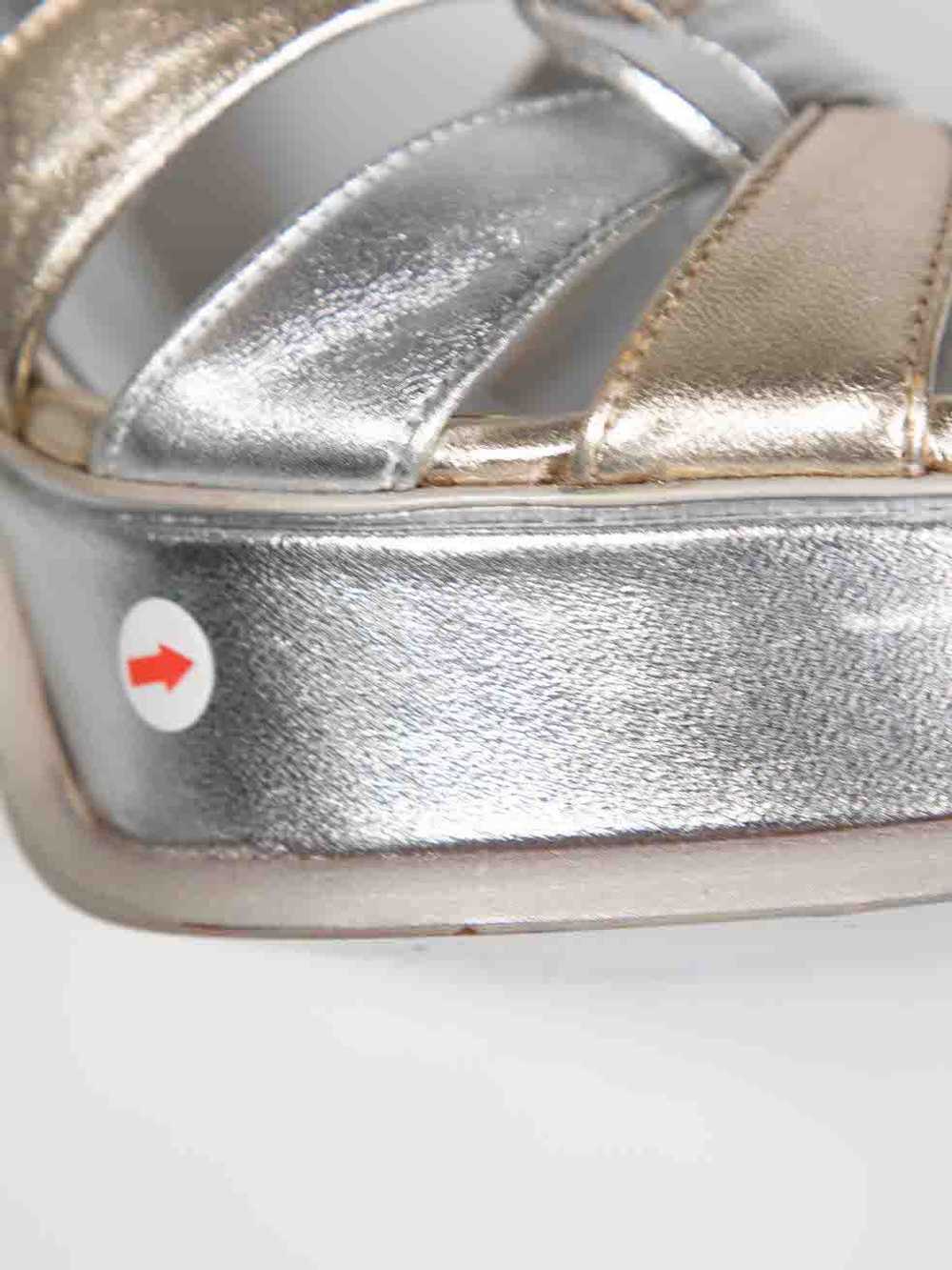 Saint Laurent Paris Silver Leather Tribute Sandals - image 9
