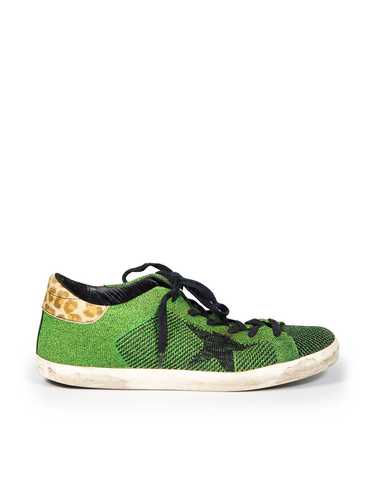 Golden Goose Green Metallic Superstar Trainers