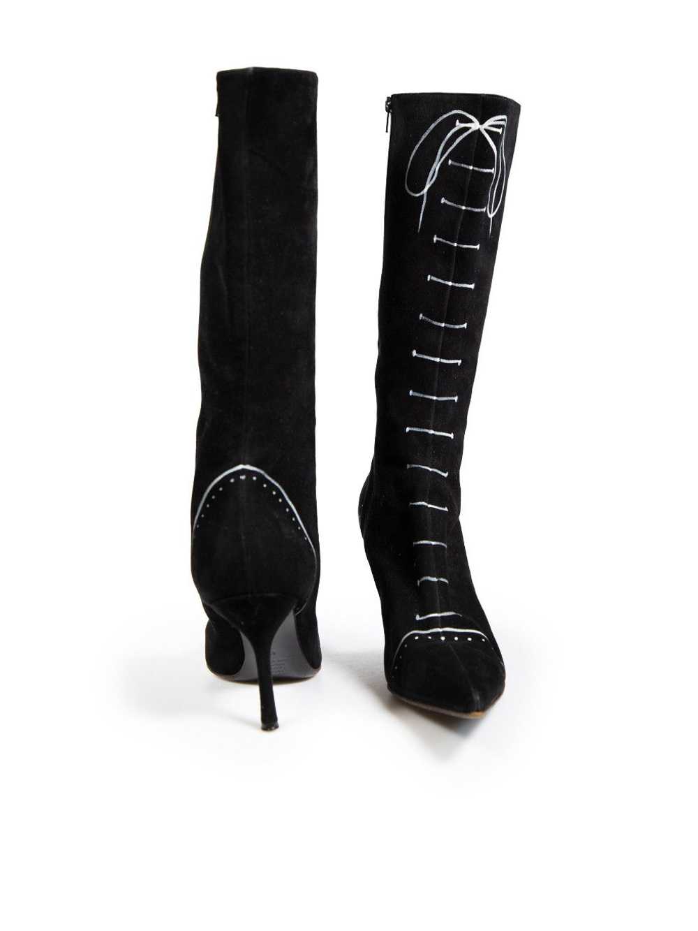 Moschino Black Suede Lace Print Boots - image 3
