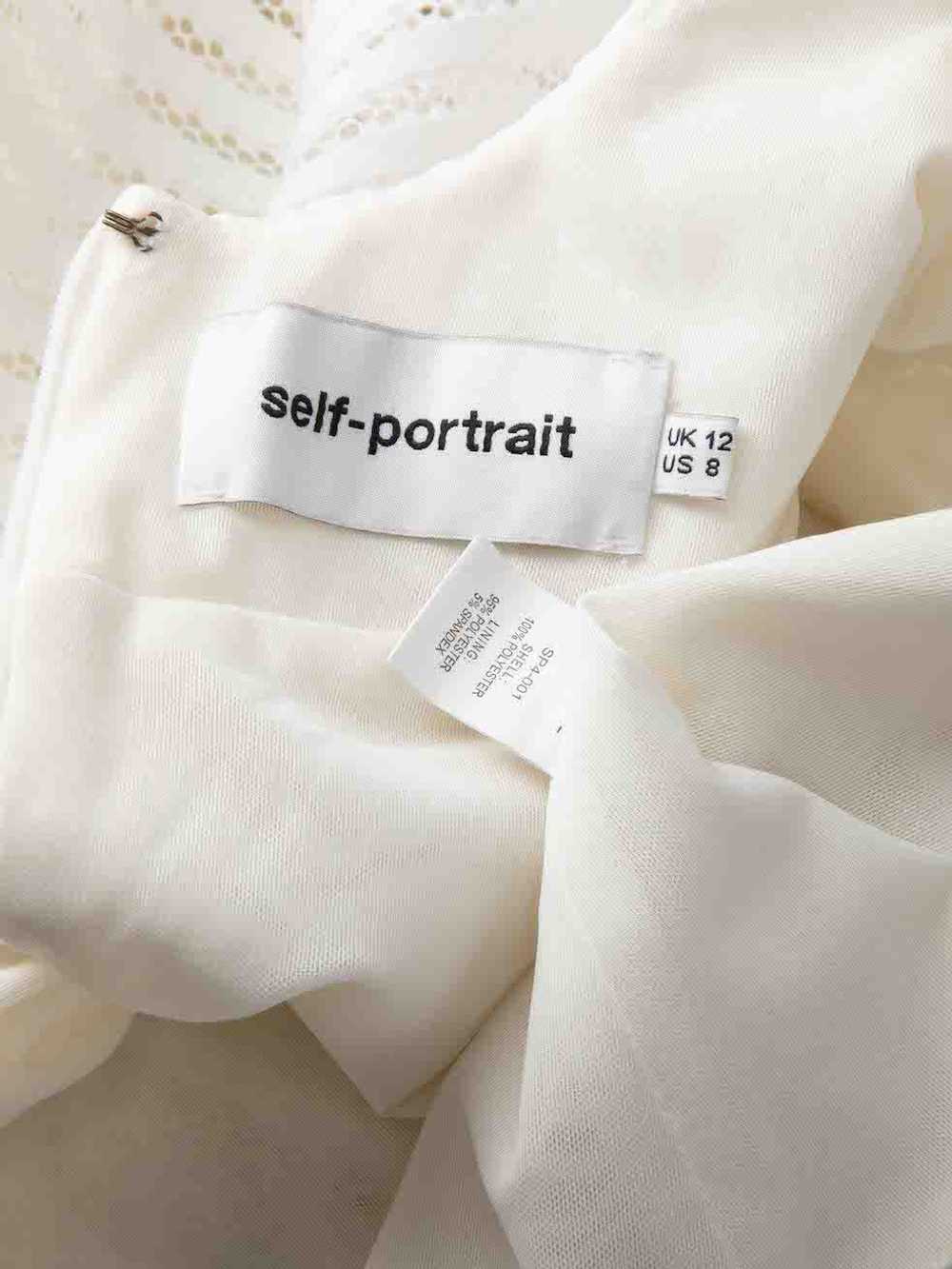 Self-Portrait White Mesh Striped Dress - image 5
