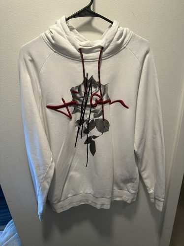 Dior Logo Pullover Hoodie White Red Roses Embroide