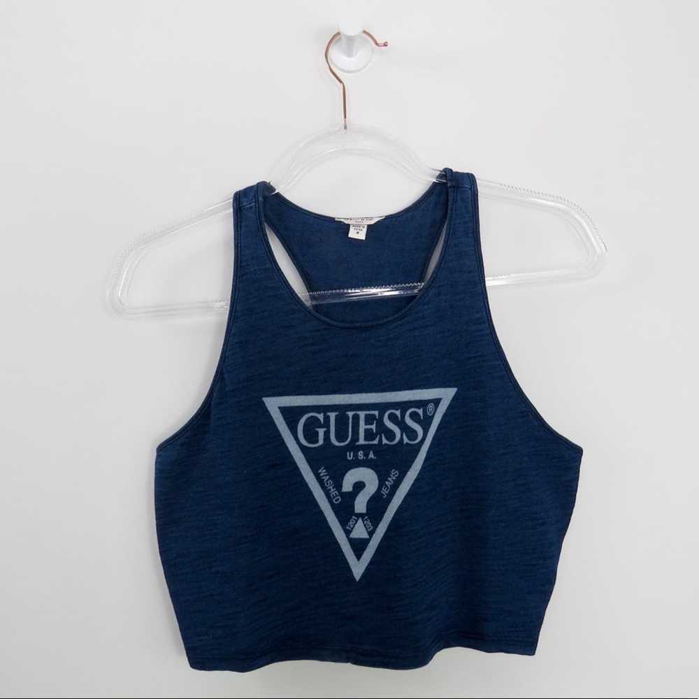 Guess GUESS Y2K Blue Cropped Graphic Logo Tank To… - image 2