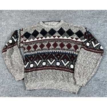 Vintage VTG 80s Geometric Pattern Sweater Adult S… - image 1