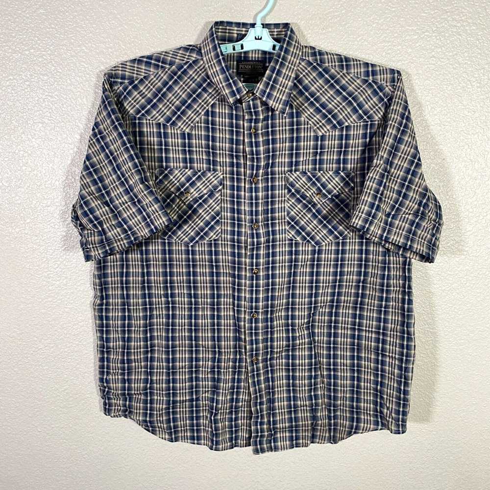 Pendleton Pendleton Shirt Mens XL Blue Pearl Snap… - image 1