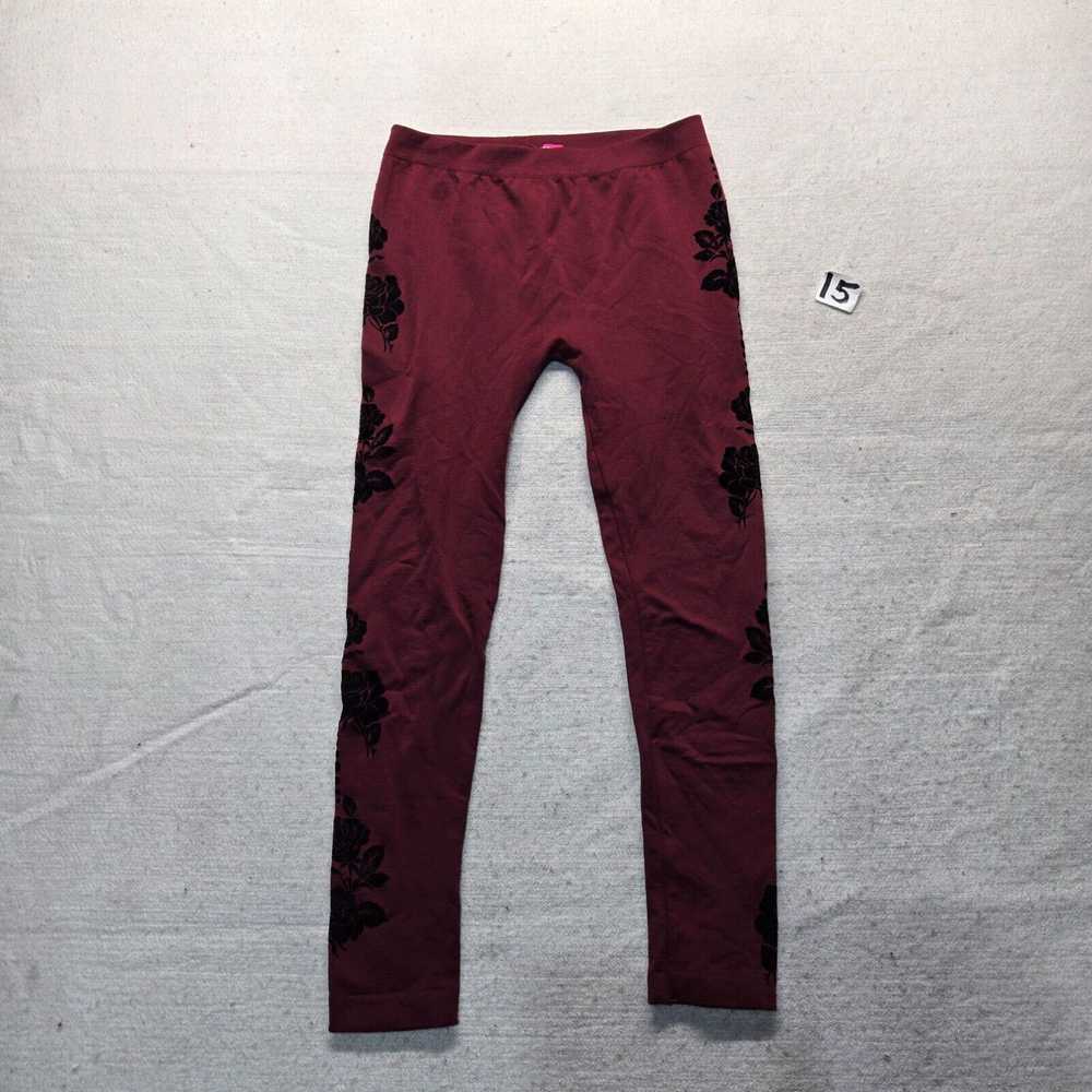 Vintage Feathers Red Floral Flowers Leggings Pant… - image 1