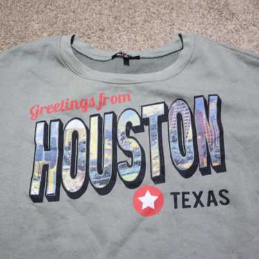 Vintage Houston Texas Gray Sweater Long Sleeve Cr… - image 1