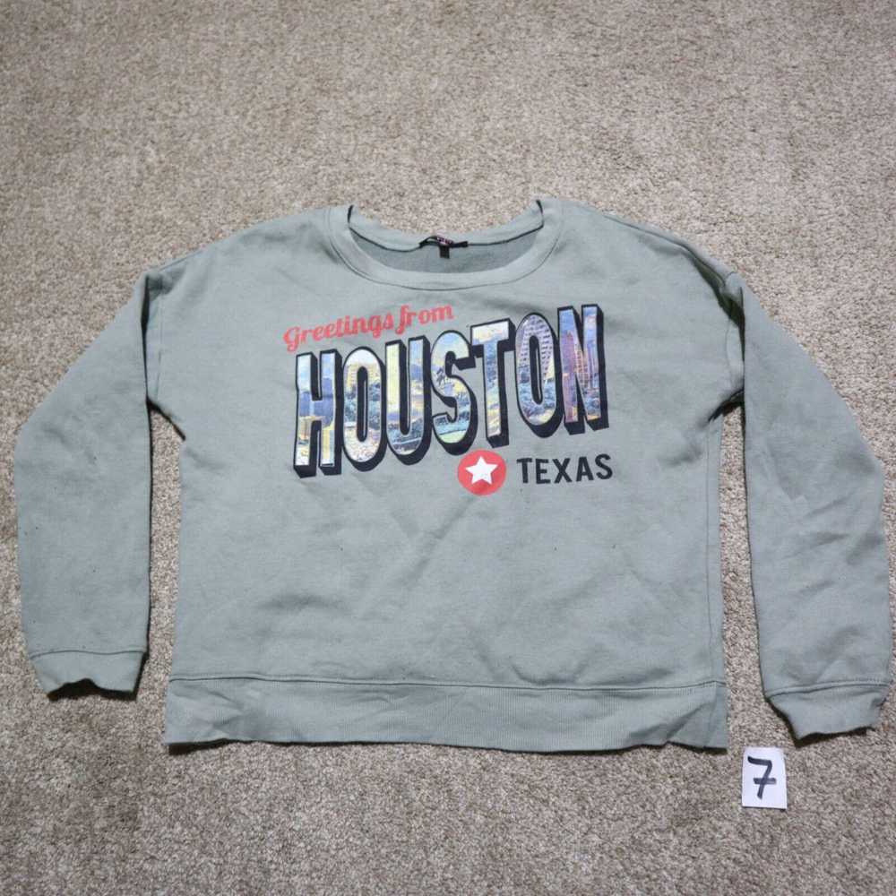 Vintage Houston Texas Gray Sweater Long Sleeve Cr… - image 2