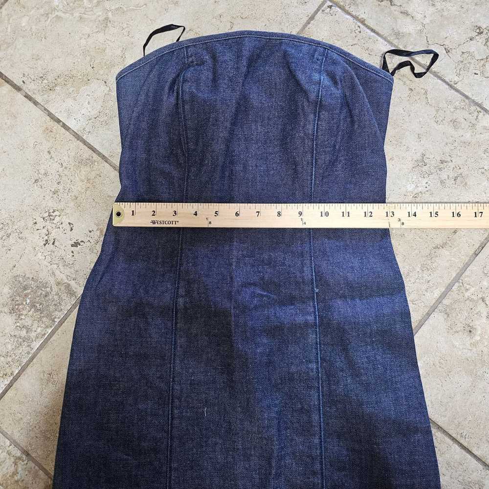 Gap GAP Denim Dark Blue Strapless Dress Knee Leng… - image 7