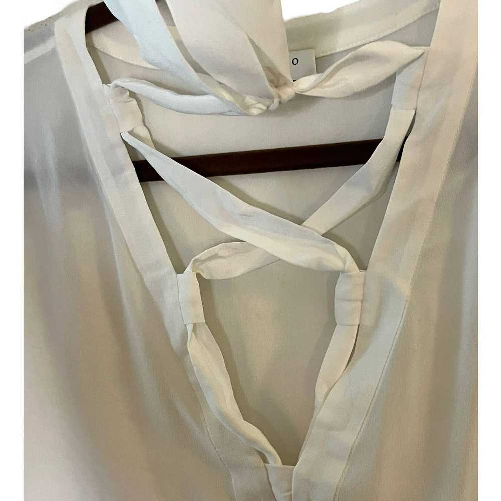 Sandro Sandro Cleo Lace-Up Sheer White Silk Blous… - image 4