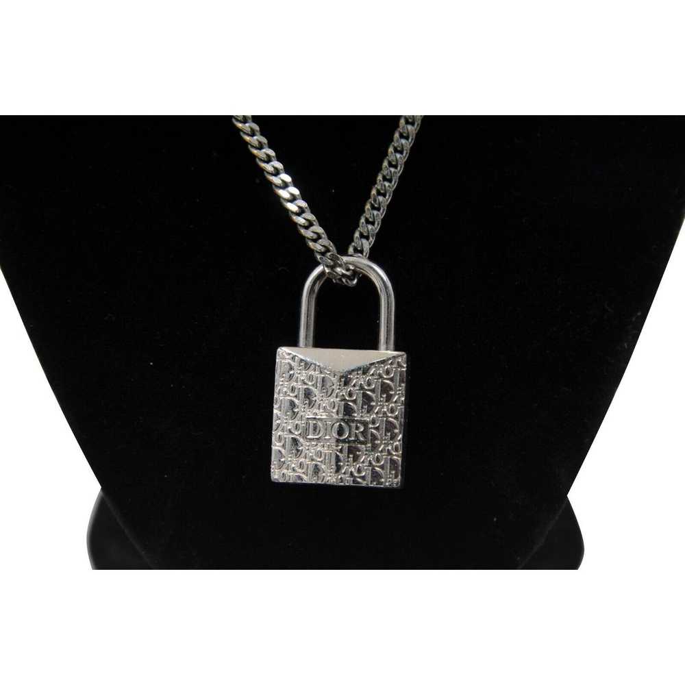 Dior CD Logo Lock Chain Link Necklace Silver Obli… - image 3