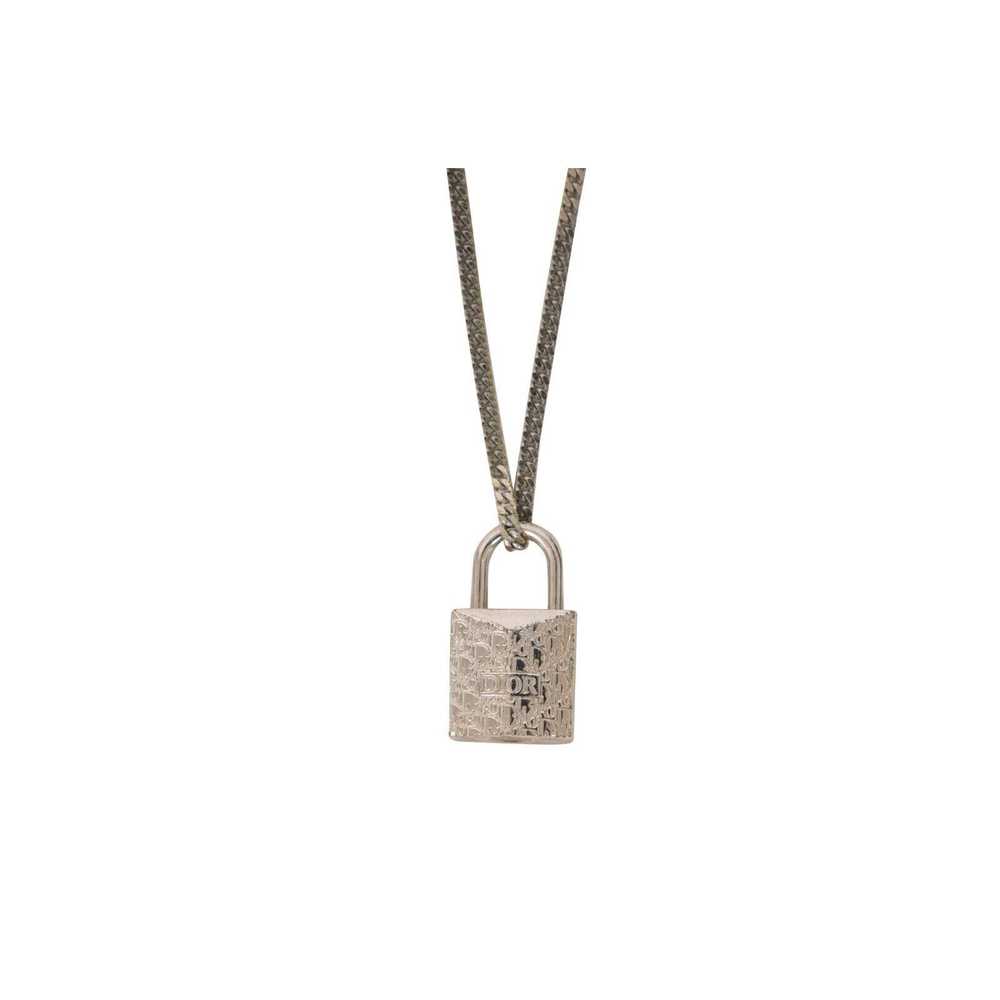 Dior CD Logo Lock Chain Link Necklace Silver Obli… - image 6