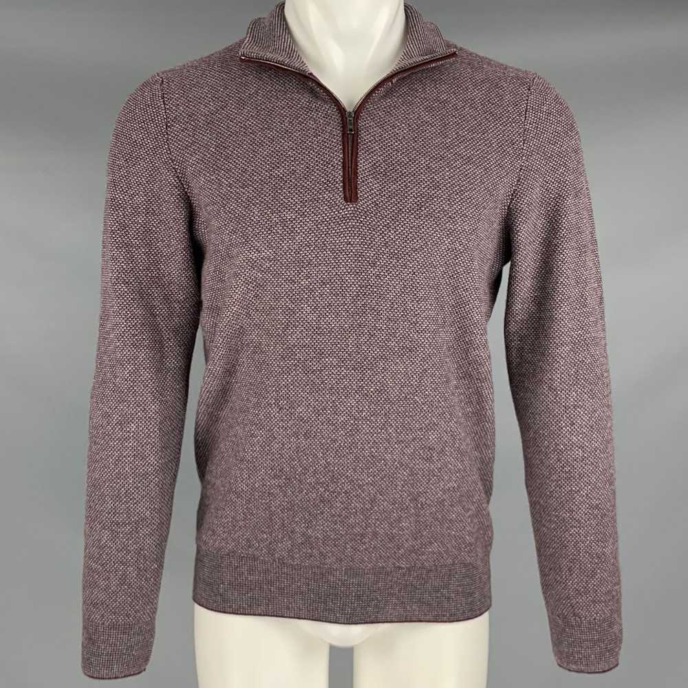 Luciano Barbera Burgundy Grey Knit Cashmere Elbow… - image 1