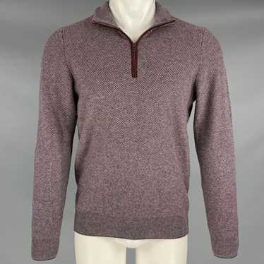 Luciano Barbera Burgundy Grey Knit Cashmere Elbow 