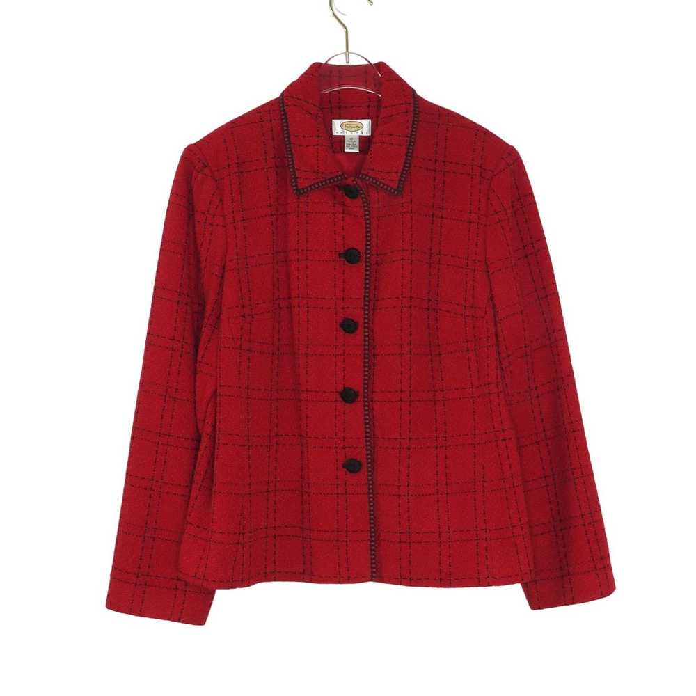 Vintage Talbots Vintage Red Tweed Plaid Jacket La… - image 3