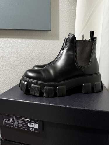 Prada Monolith Brushed Leather Chelsea Boots