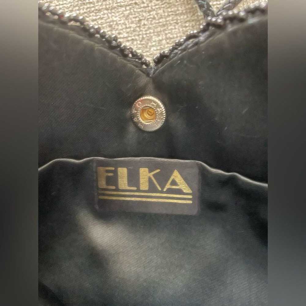 Elka Vintage Black Beaded Evening Small Shoulder … - image 5