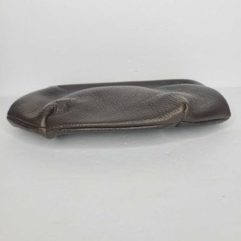 Vintage Genuine Brown Pebbled Leather Kisslock Cl… - image 4