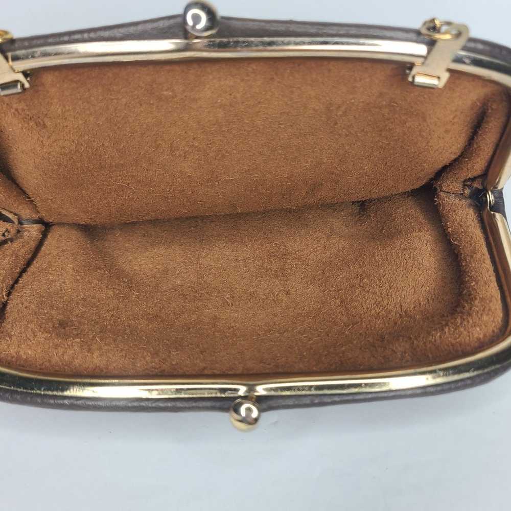 Vintage Genuine Brown Pebbled Leather Kisslock Cl… - image 6