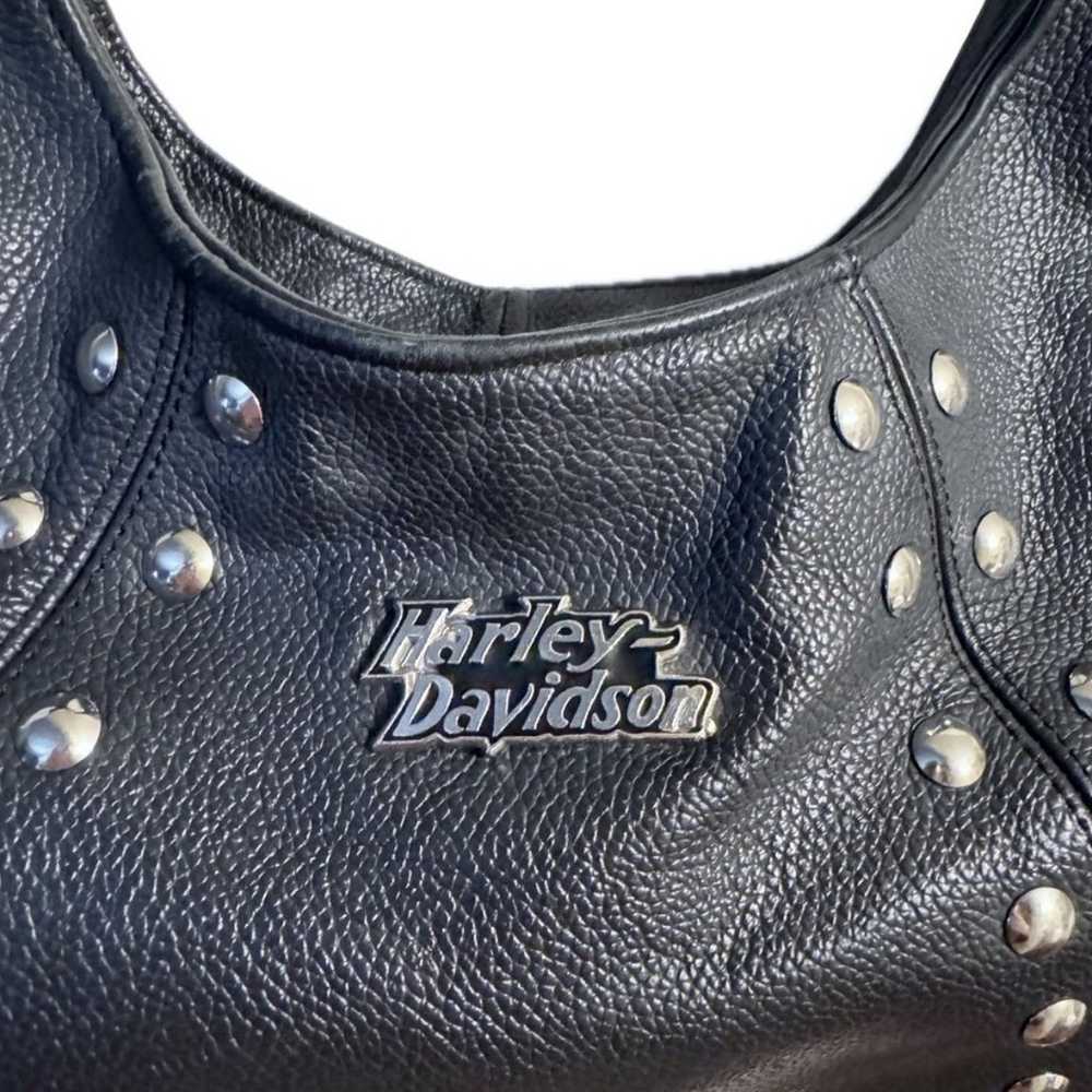 Harley-Davidson Vintage 90’s Pebbled Leather Stud… - image 2
