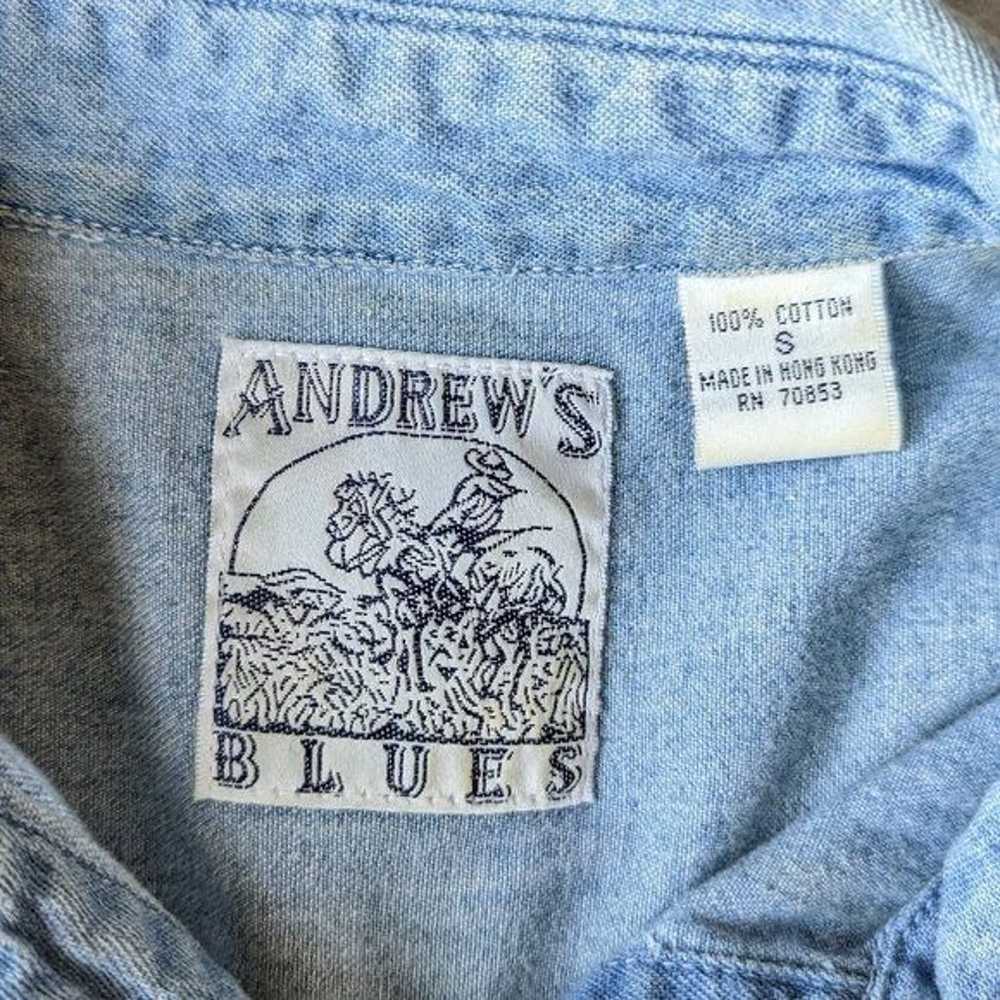 Vintage Andrew's Blues Leather Lattice Denim Butt… - image 6