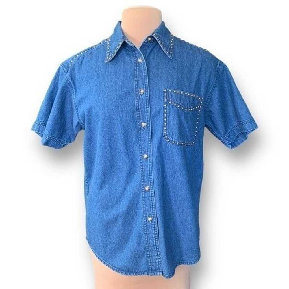 Vintage Sunbelt Denim Shirt Medium Wash Chambray … - image 11