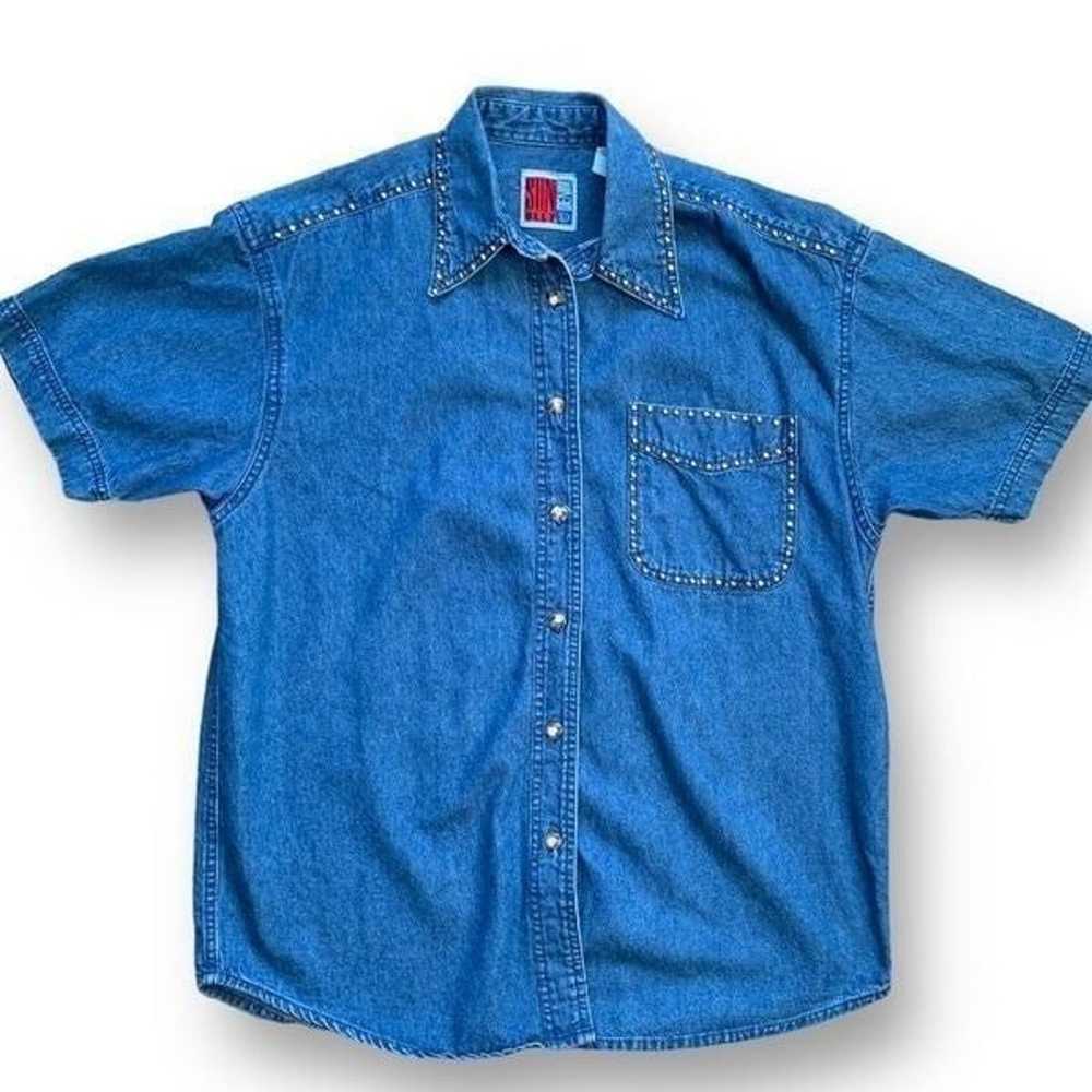 Vintage Sunbelt Denim Shirt Medium Wash Chambray … - image 5