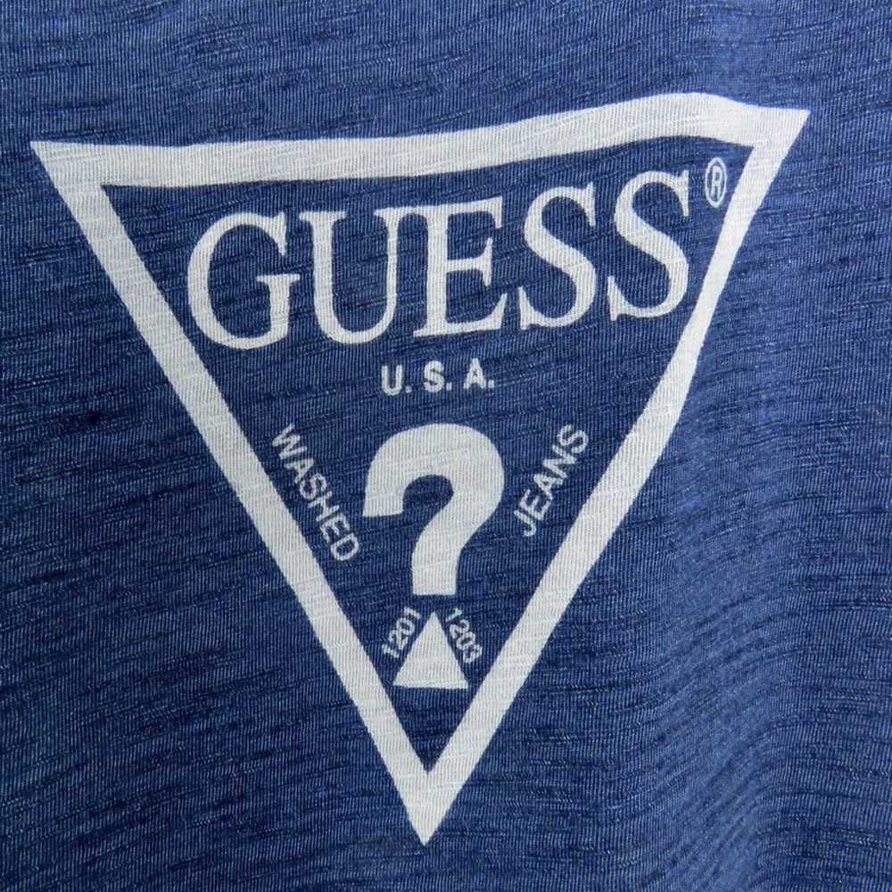 GUESS Y2K Blue Cropped Graphic Logo Tank Top Medi… - image 5