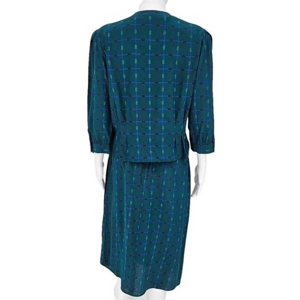 Vintage Maggy London Silk 2-Piece Skirt Set Green… - image 2