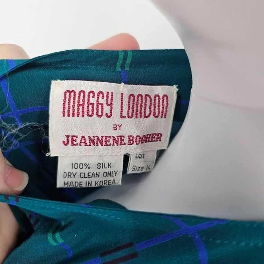 Vintage Maggy London Silk 2-Piece Skirt Set Green… - image 4