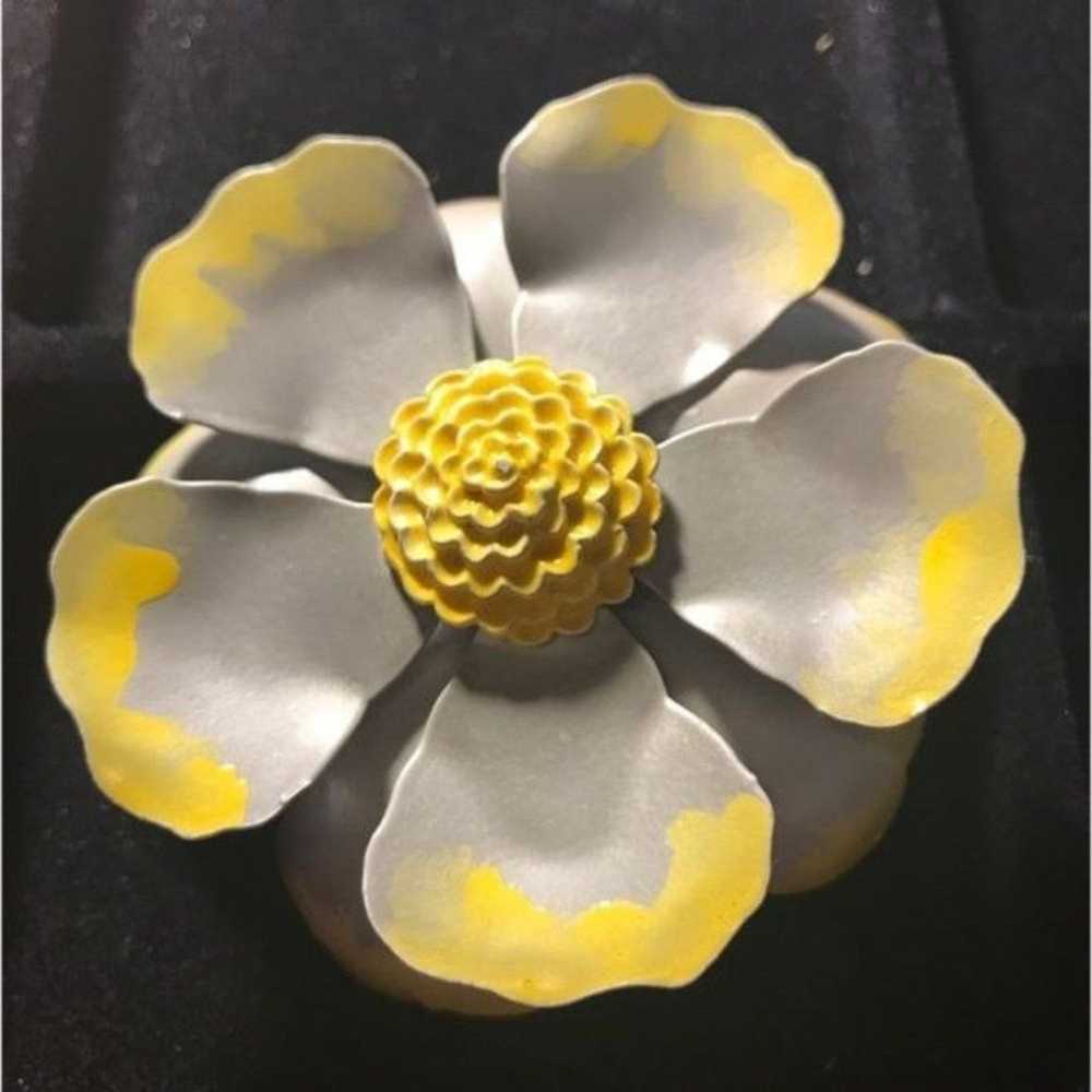 Vintage, Handcrafted Enamel Flower Pin - image 2