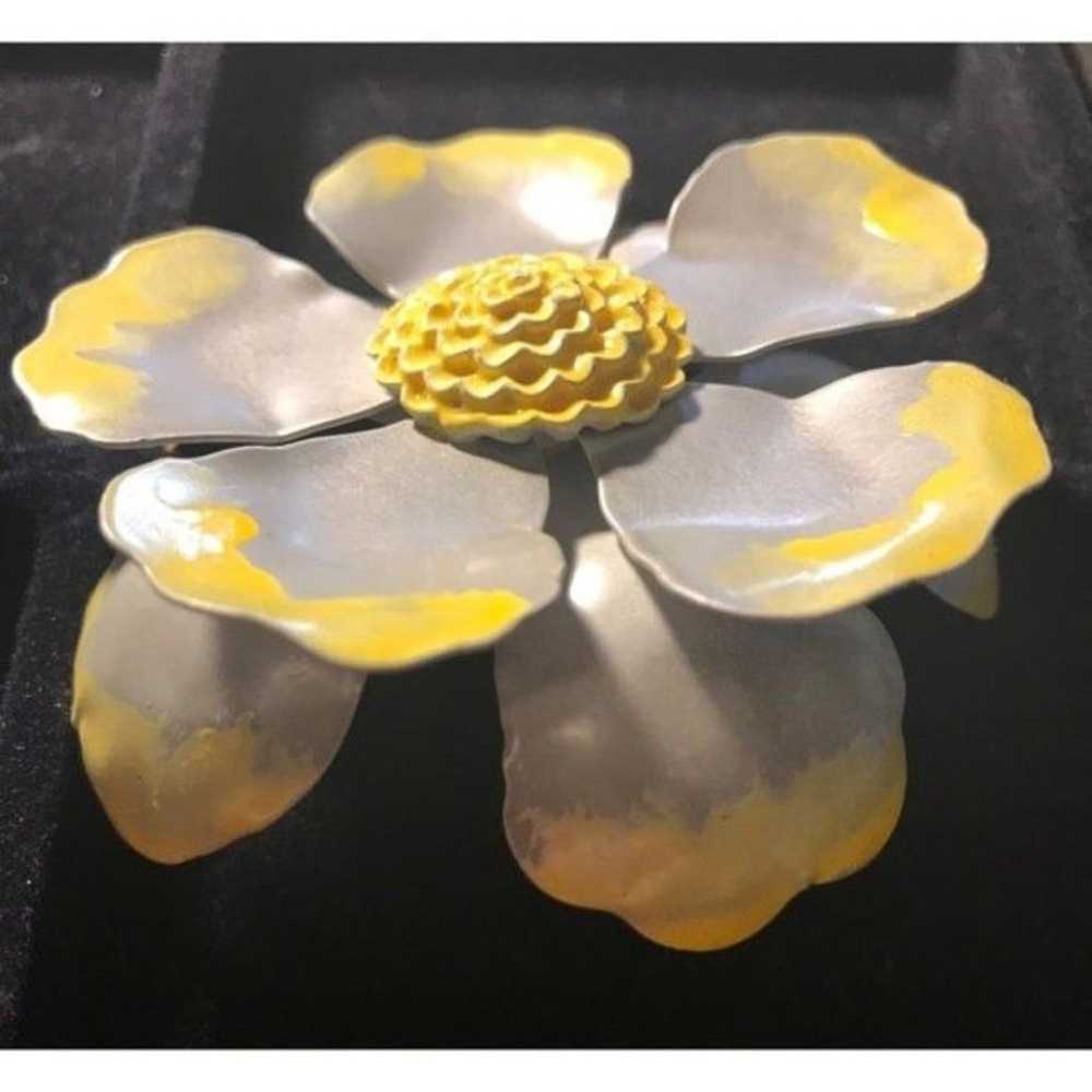 Vintage, Handcrafted Enamel Flower Pin - image 3