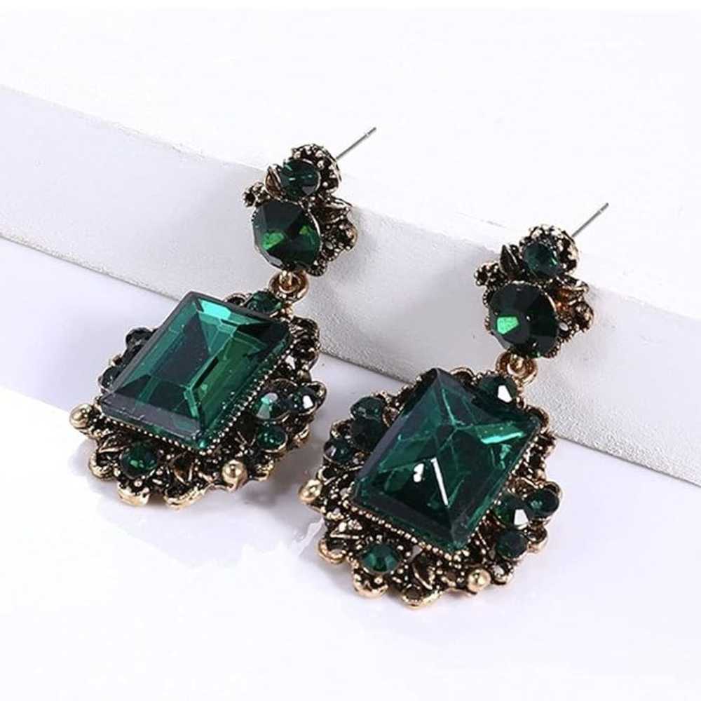Earrings vintage emerald green - image 1