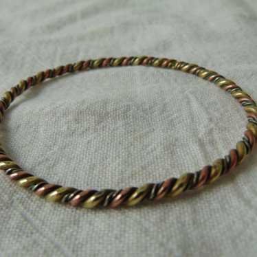 Bracelet brass copper silver twisted braid bangle… - image 1