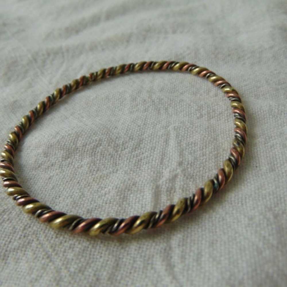 Bracelet brass copper silver twisted braid bangle… - image 2